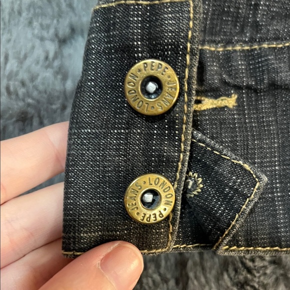 Vintage Y2K Pepe Jeans London Denim Jacket Big Logo Distressed Moto Style - Picture 2 of 8